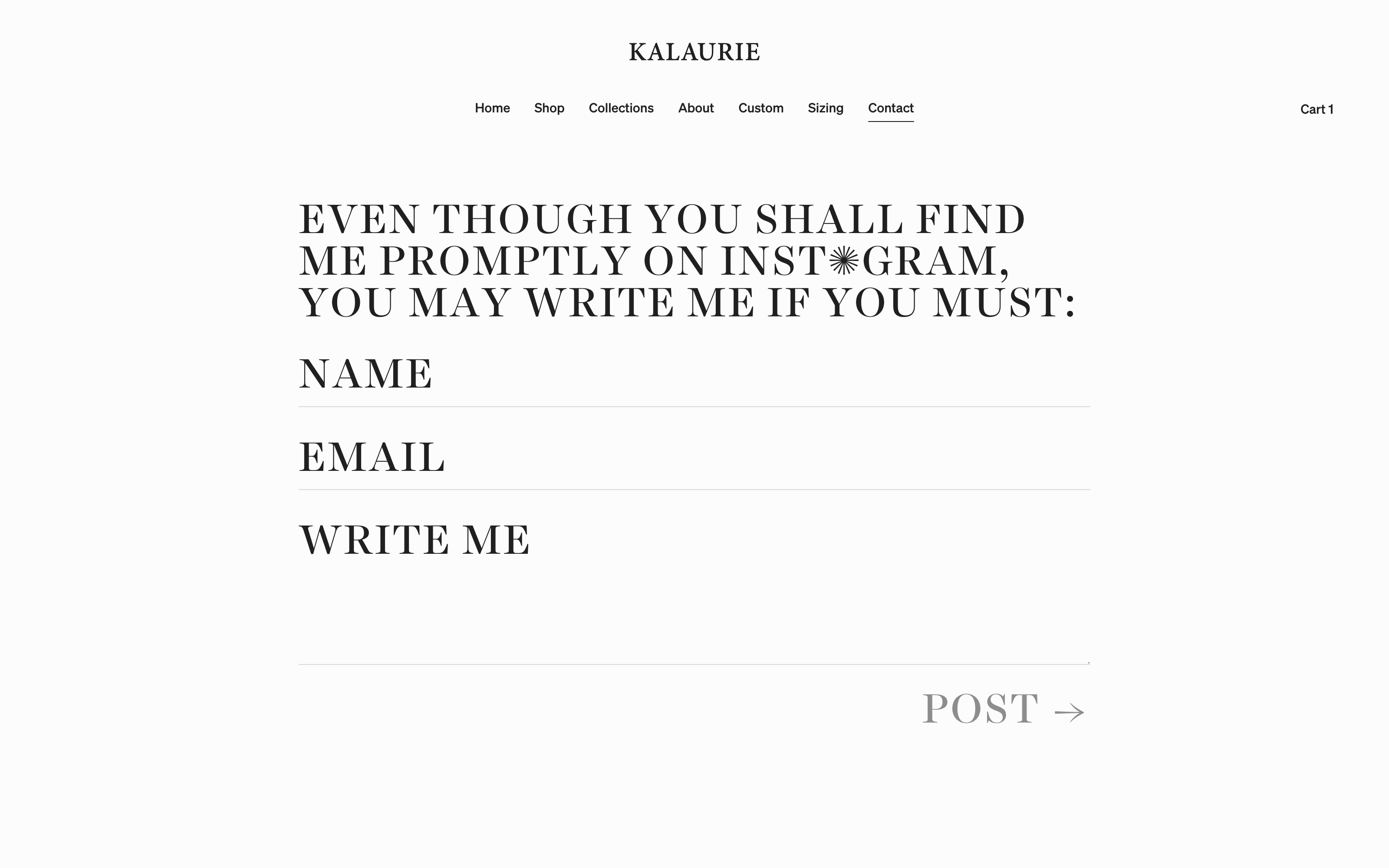 Kalaurie website contact page